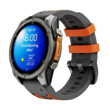 Garmin Watch Premium Sports Band 26 mm Grey/Orange