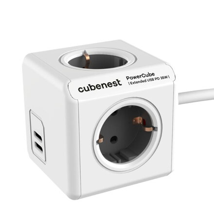 Cubenest PowerCube Extended USB C+C PD 35 W 1,5 m Type F grey