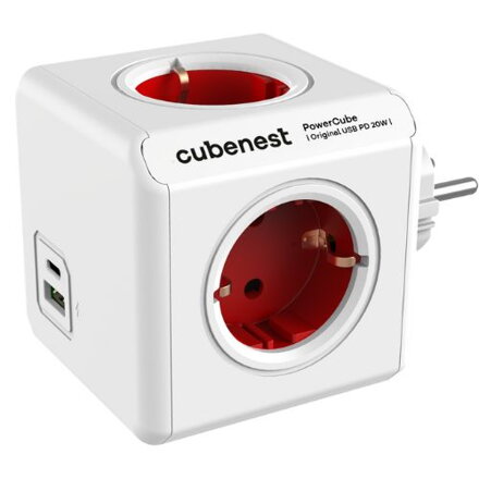 Cubenest PowerCube Original USB A+C PD 20 W Type F red