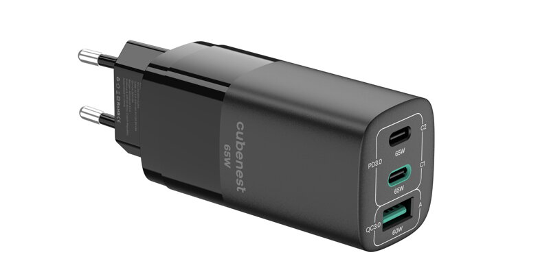 Cubenest PD GaN Adapter 65W S3D0 black