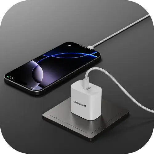 Cubenest GaN charger with cable 65W S3D2