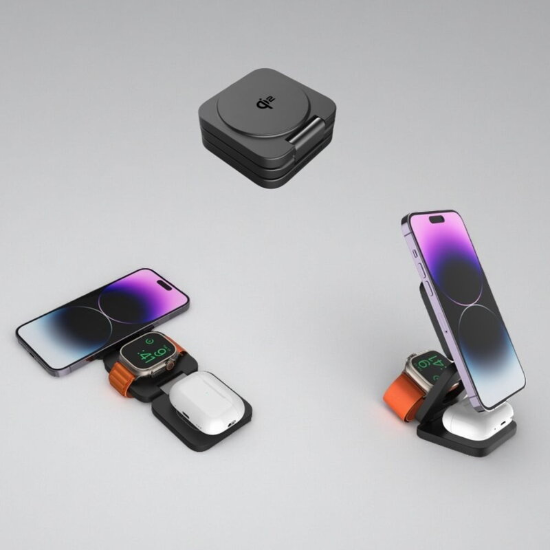 Cubenest Qi2 3in1 Foldable Magnetic Wireless Charger EQ310 grey