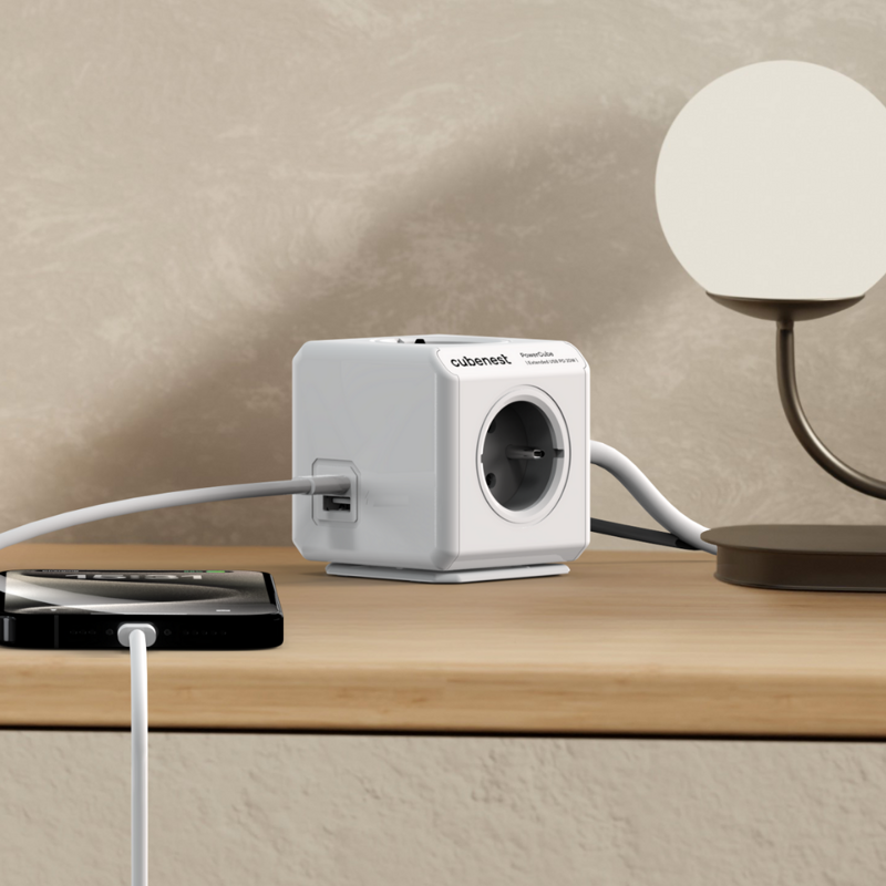 Cubenest PowerCube Extended USB A+C PD 20 W 1,5 m Type E grey