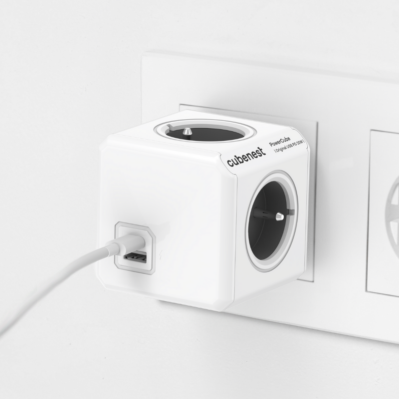 Cubenest PowerCube Original USB A+C PD 20 W Type F grey