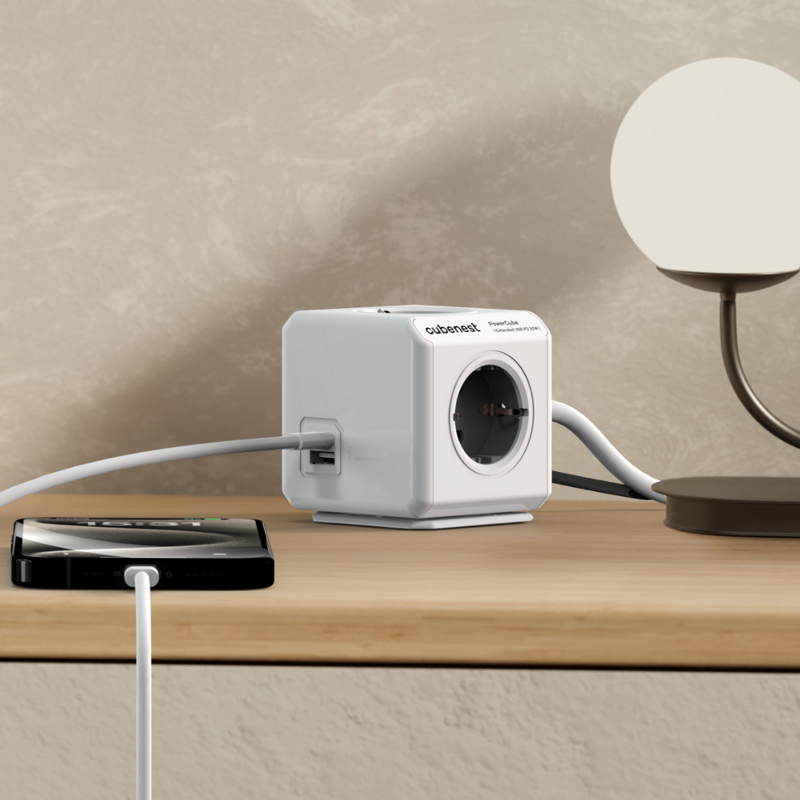 Cubenest PowerCube Extended USB A+C PD 20 W 1,5 m Type F grey