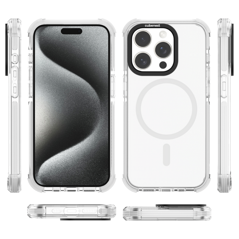 Cubenest iPhone 15 Pro Case MagPro Strong Guard white