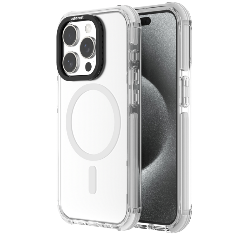Cubenest iPhone 15 Pro Case MagPro Strong Guard white