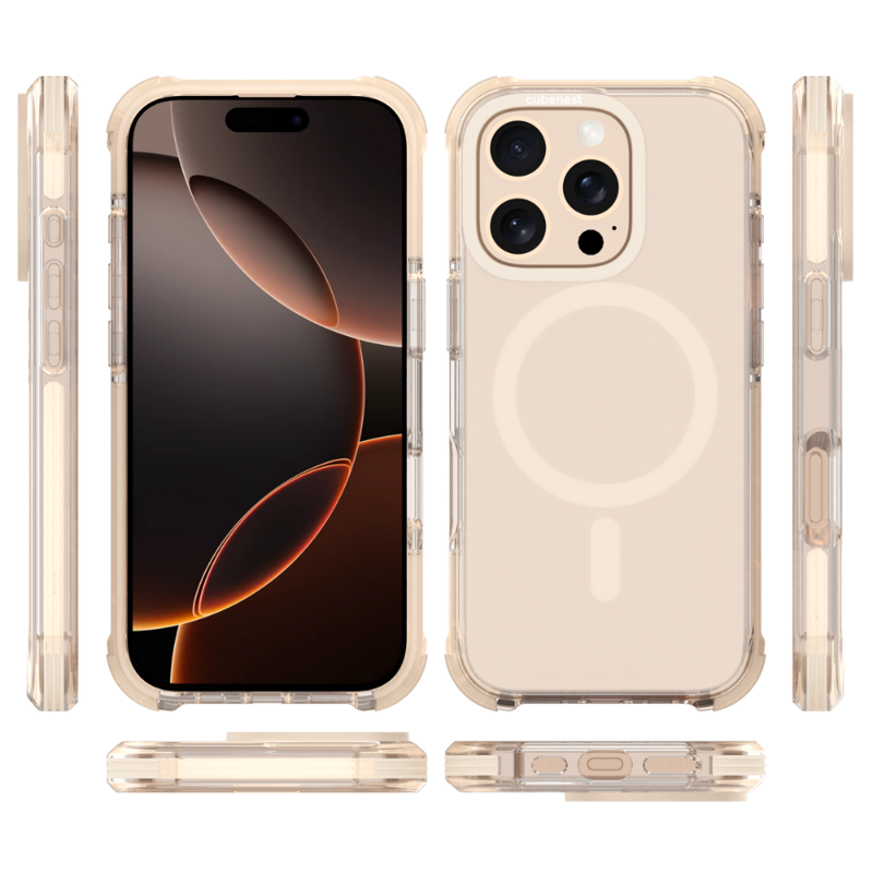 Cubenest iPhone 16 Pro Case MagPro Strong Guard gold