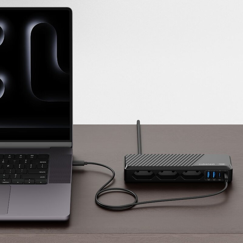 Cubenest PD GaN PowerStrip SlimLine 7in1 Extended USB 70W