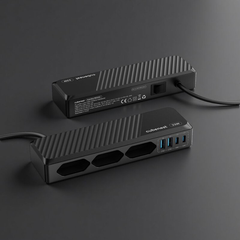 Cubenest PD GaN PowerStrip SlimLine 7v1 Extended USB 33W