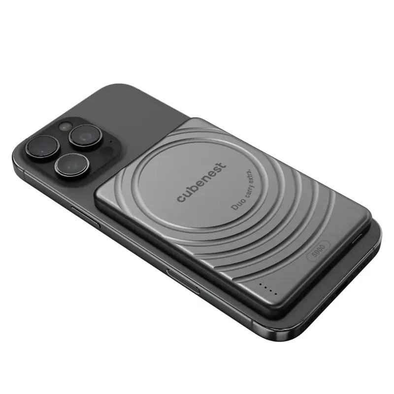 Cubenest Magnetic Wireless SlimDual PowerBank 5000 mAh S1B3D black Cubenest Magnetic Wireless SlimDual PowerBank 5000 mAh S1B3D black
