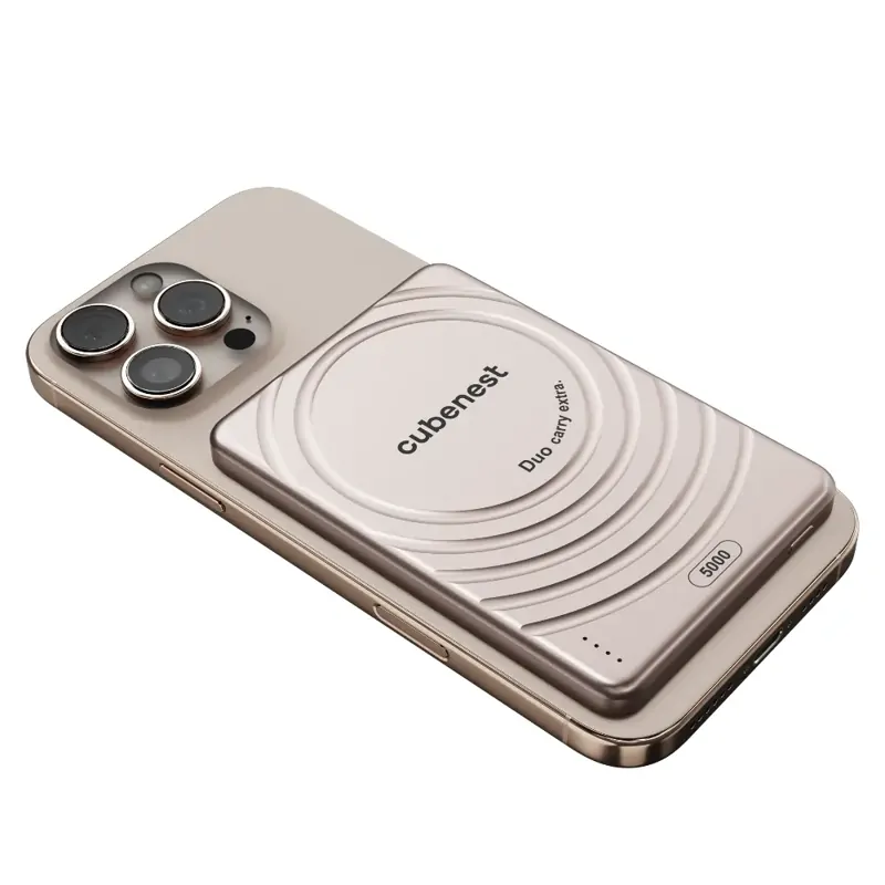 Cubenest Magnetic Wireless SlimDual PowerBank 5000 mAh S1B3D gold Cubenest Magnetic Wireless SlimDual PowerBank 5000 mAh S1B3D gold