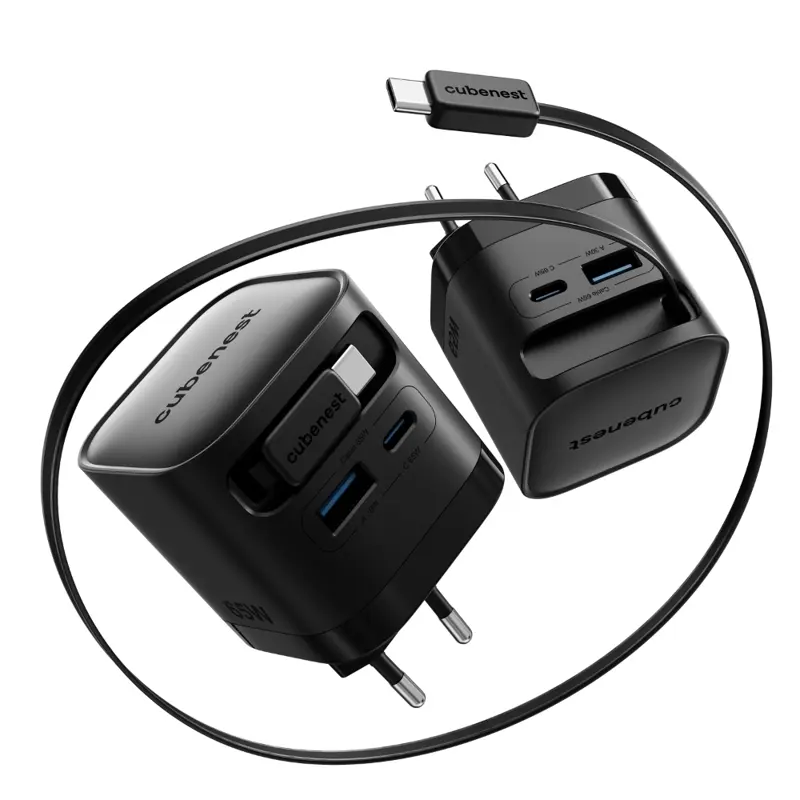 Cubenest PD GaN Adapter with Cable 65W S3D2