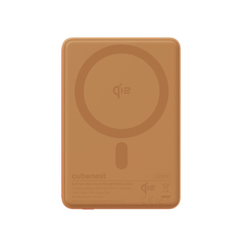 Cubenest Qi2 Magnetic Wireless SlimDual PowerBank 5000 mAh SQ1B3D orange