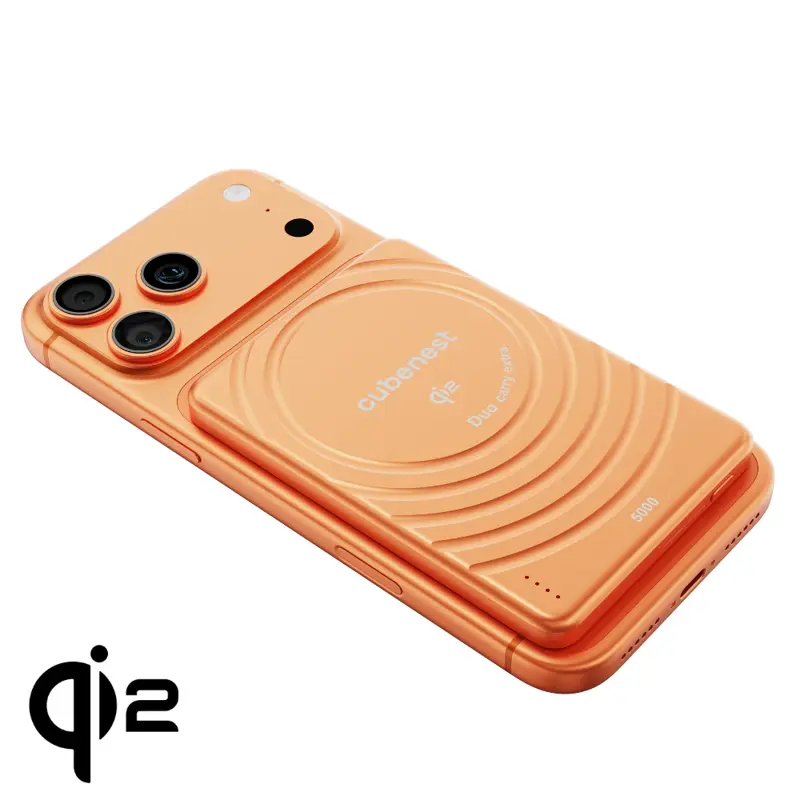 Cubenest Qi2 Magnetic Wireless SlimDual PowerBank 5000 mAh SQ1B3D orange