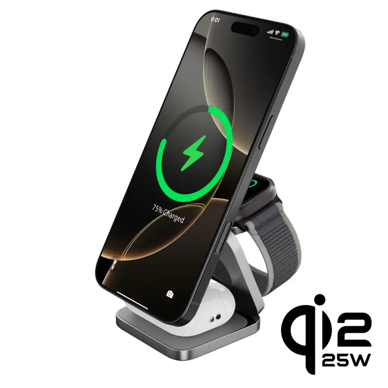 Cubenest Qi2 3in1 Foldable Magnetic Wireless Charger SQ312 Pro black