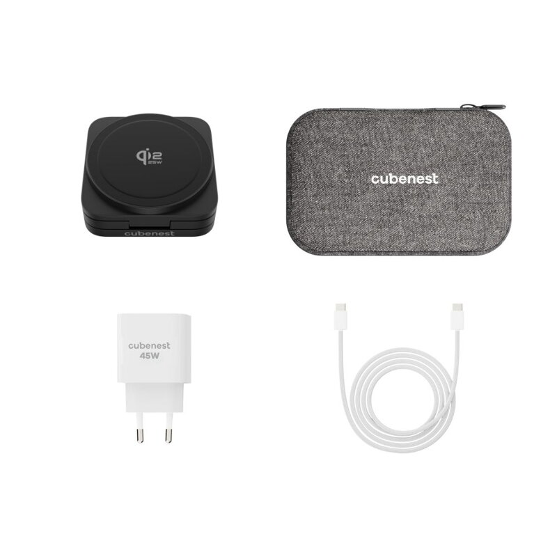 Cubenest Qi2.2 3in1 Foldable Magnetic Wireless Charger SQ312 Ultra black