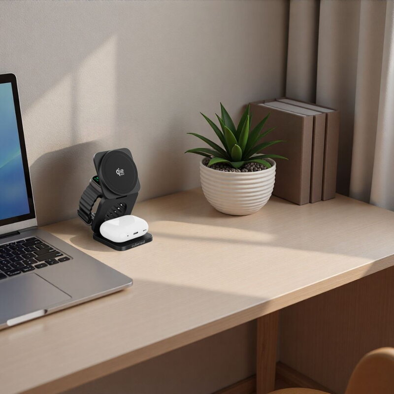 Cubenest Qi2.2 3in1 Foldable Magnetic Wireless Charger SQ312 Ultra black