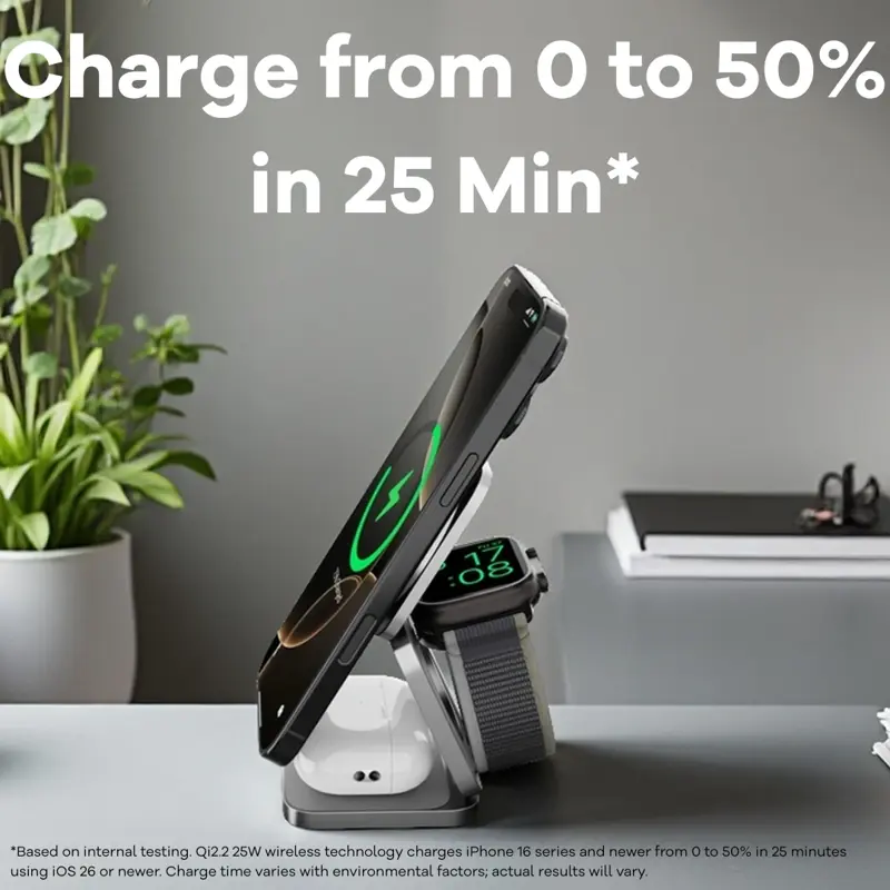Cubenest Qi2.2 3in1 Foldable Magnetic Wireless Charger SQ312 Ultra grey