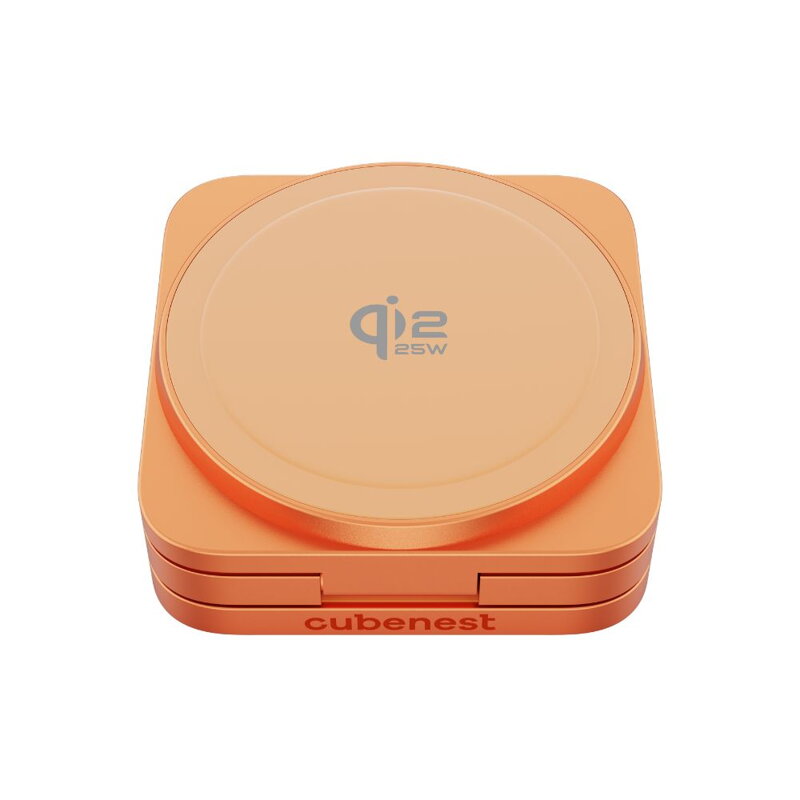 Cubenest Qi2.2 3in1 Foldable Magnetic Wireless Charger SQ312 Ultra orange