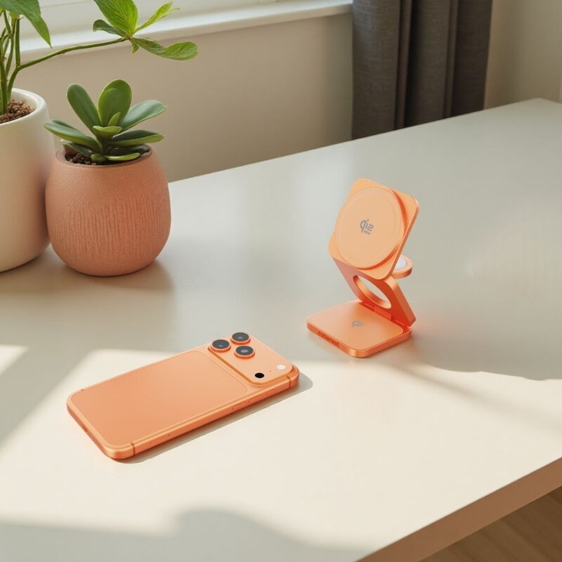 Cubenest Qi2.2 3in1 Foldable Magnetic Wireless Charger SQ312 Ultra orange