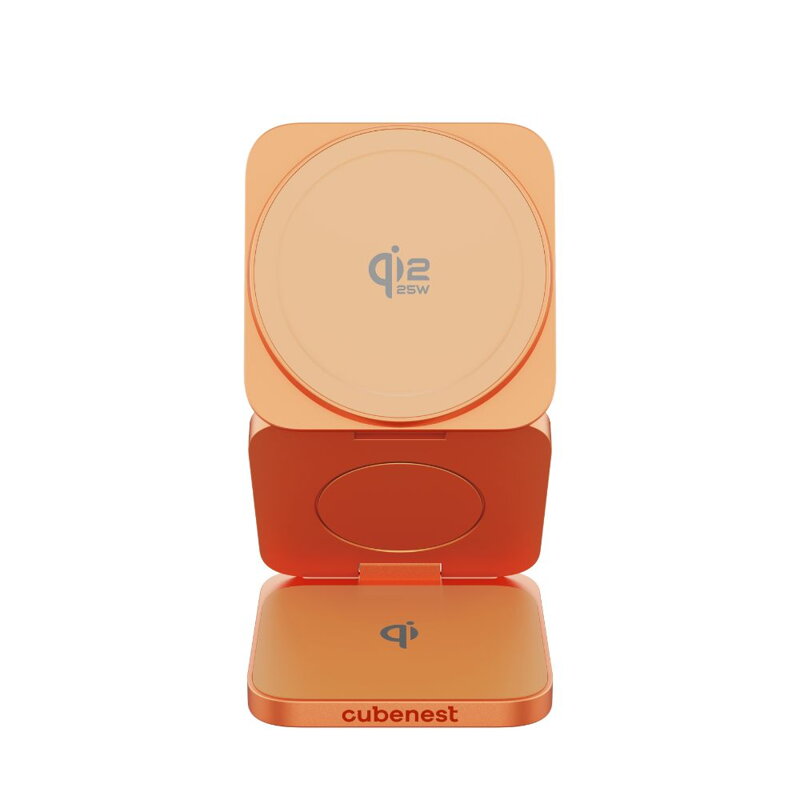 Cubenest Qi2.2 3in1 Foldable Magnetic Wireless Charger SQ312 Ultra orange