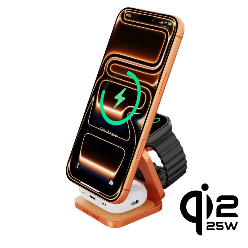 Cubenest Qi2.2 3in1 Foldable Magnetic Wireless Charger SQ312 Ultra orange Cubenest Qi2.2 3in1 Foldable Magnetic Wireless Charger SQ312 Ultra orange
