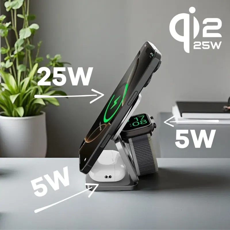 Cubenest Qi2.2 3in1 Foldable Magnetic Wireless Charger SQ312 Ultra grey