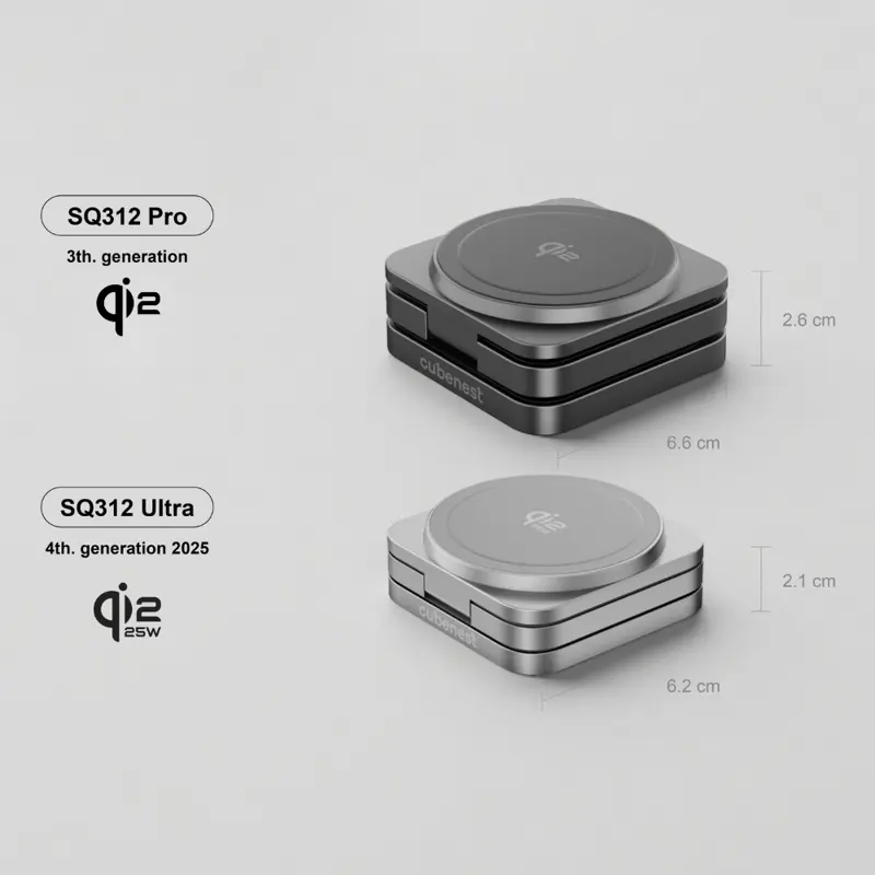 Cubenest Qi2.2 3in1 Foldable Magnetic Wireless Charger SQ312 Ultra grey