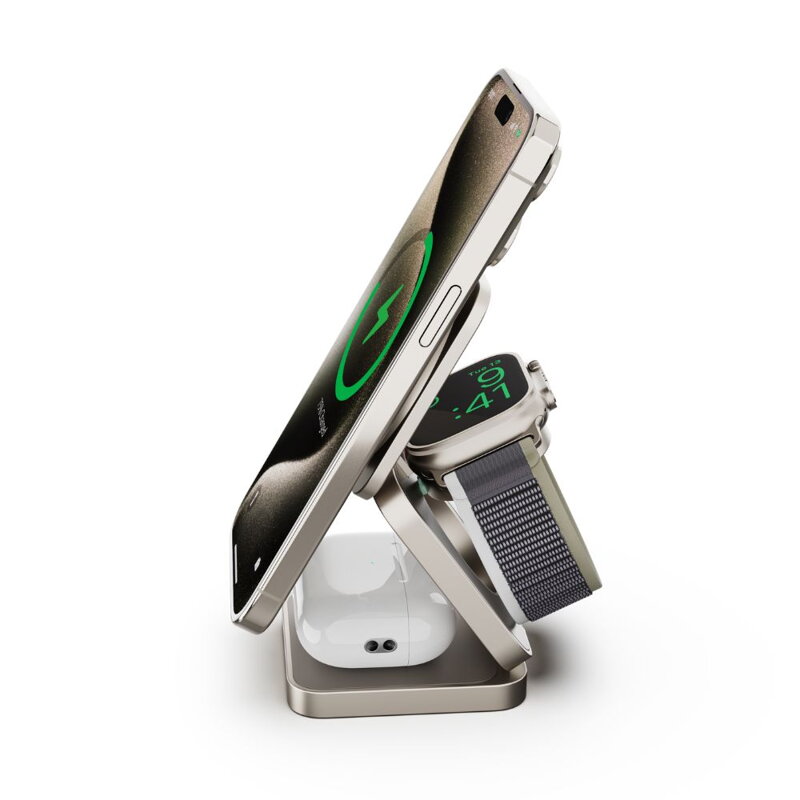 Cubenest Qi2.2 3in1 Foldable Magnetic Wireless Charger SQ312 Pro titan