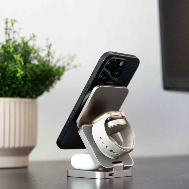 Cubenest Qi2.2 3in1 Foldable Magnetic Wireless Charger SQ312 Pro titan