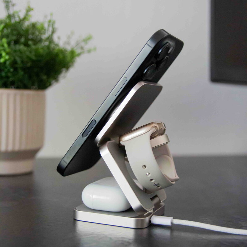 Cubenest Qi2.2 3in1 Foldable Magnetic Wireless Charger SQ312 Pro titan