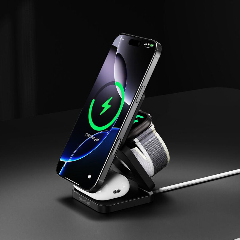 Cubenest Qi2.2 3in1 Foldable Magnetic Wireless Charger SQ312 Pro black