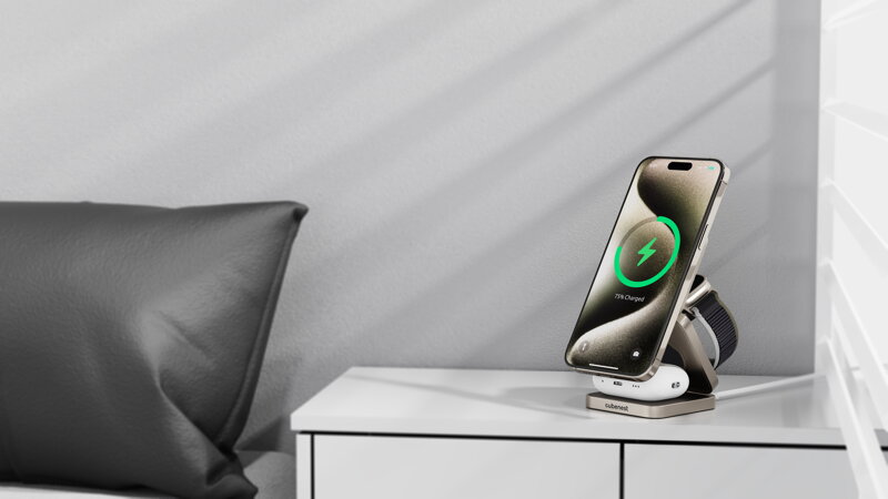 Cubenest Qi2.2 3in1 Foldable Magnetic Wireless Charger SQ312 Pro titan