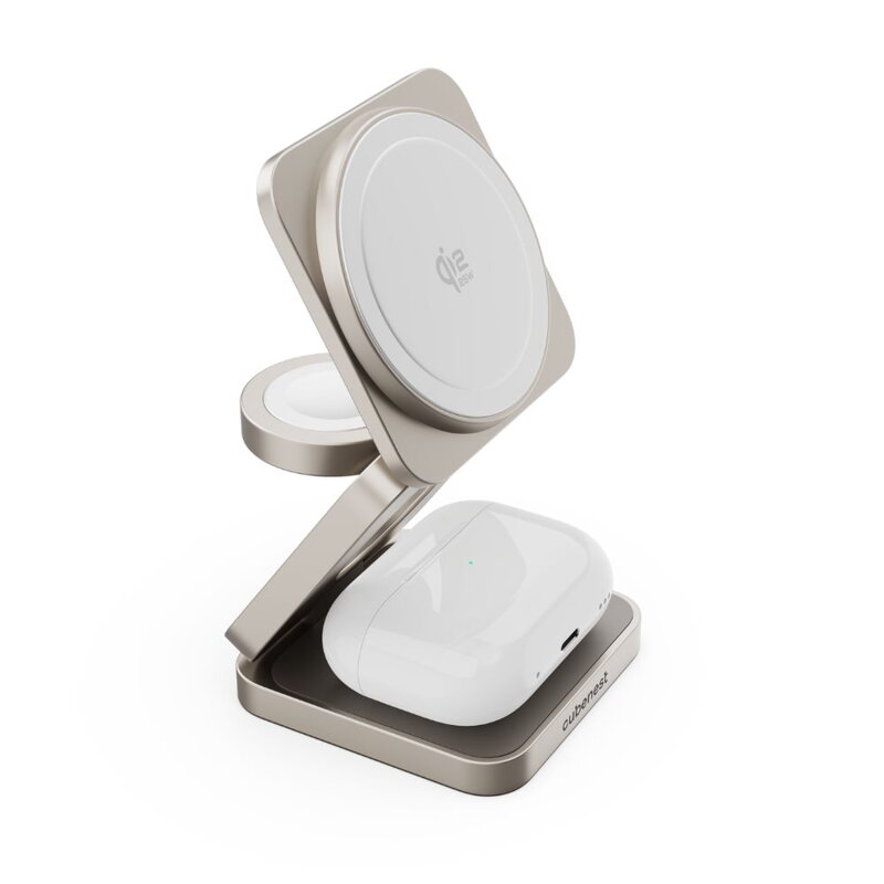 Cubenest Qi2.2 3in1 Foldable Magnetic Wireless Charger SQ312 Pro titan