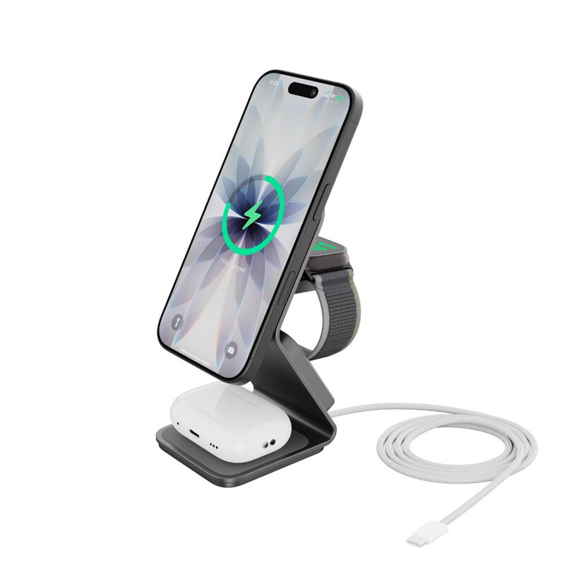 Cubenest Qi2.2 3in1 Magnetic Wireless Charger SQ314 grey