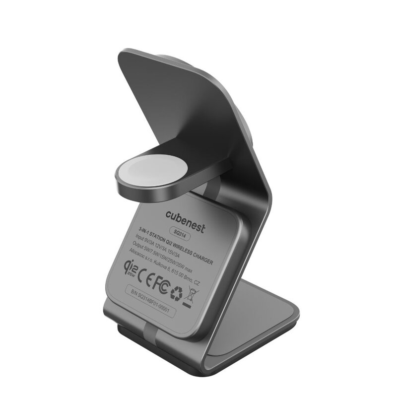 Cubenest Qi2.2 3in1 Magnetic Wireless Charger SQ314 grey
