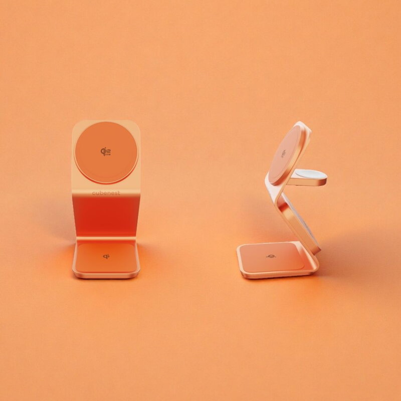 Cubenest Qi2.2 3in1 Magnetic Wireless Charger SQ314 orange