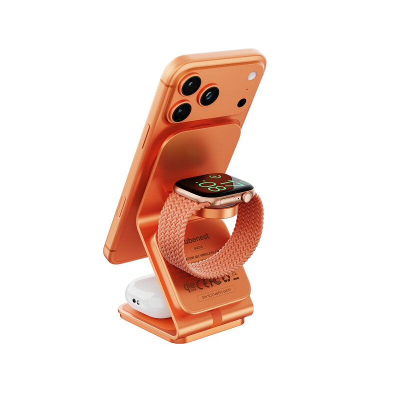 Cubenest Qi2.2 3in1 Magnetic Wireless Charger SQ314 orange