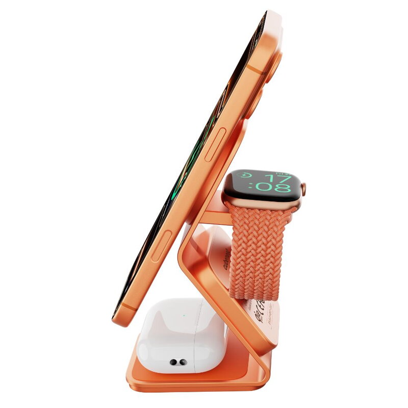 Cubenest Qi2.2 3in1 Magnetic Wireless Charger SQ314 orange