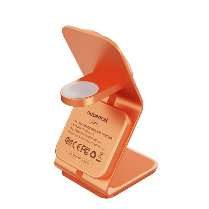 Cubenest Qi2.2 3in1 Magnetic Wireless Charger SQ314 orange