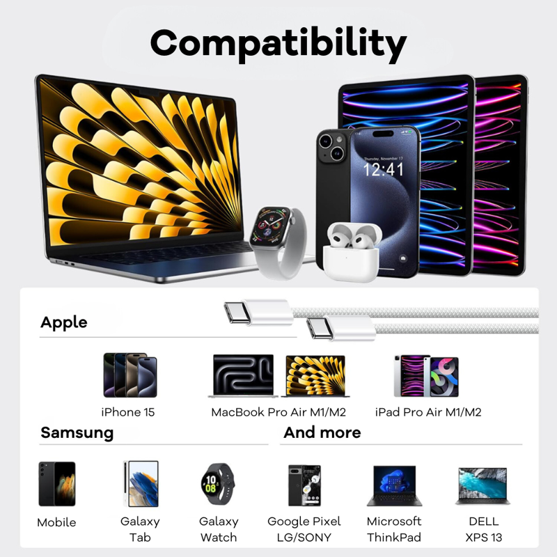 Cubenest USB-C/USB-C cable 60W 1m 2pcs