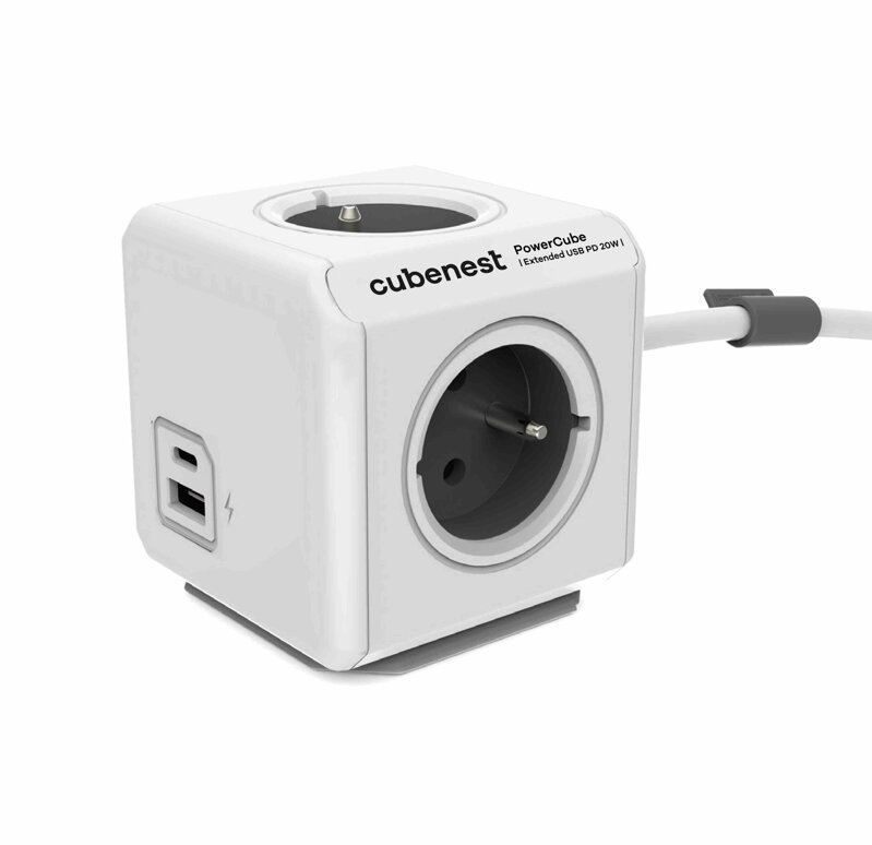 Cubenest PowerCube Extended USB A+C - Colour: Grey