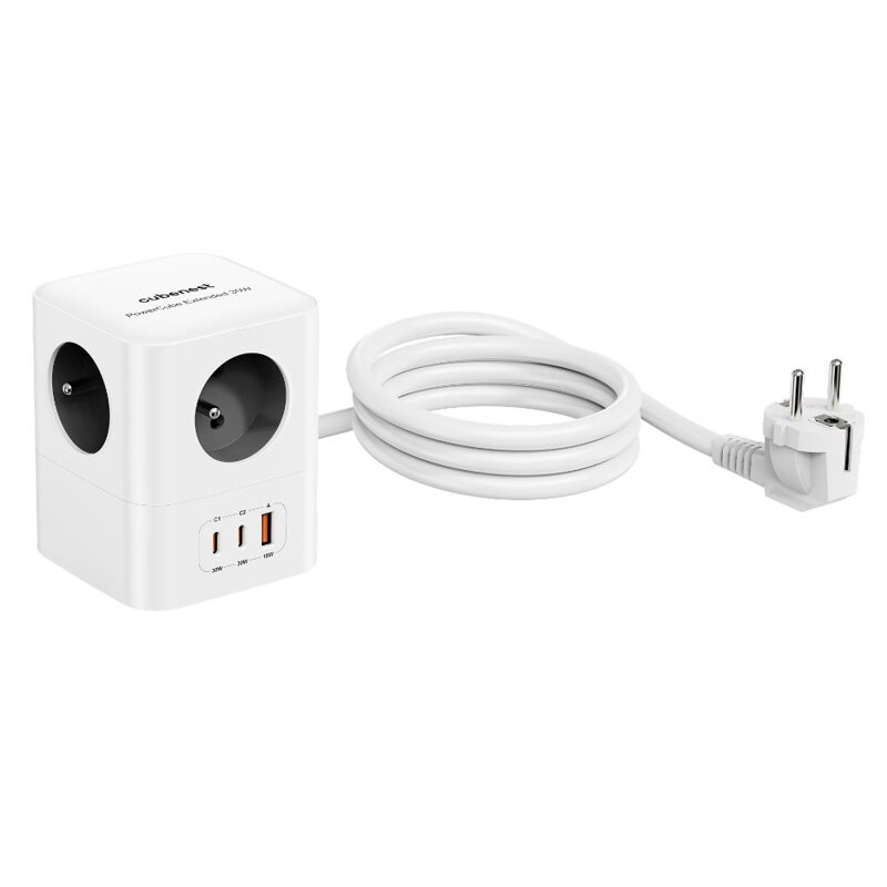 Cubenest PowerCube Extended USB A+C PD 20 W 1,5 m Type E grey