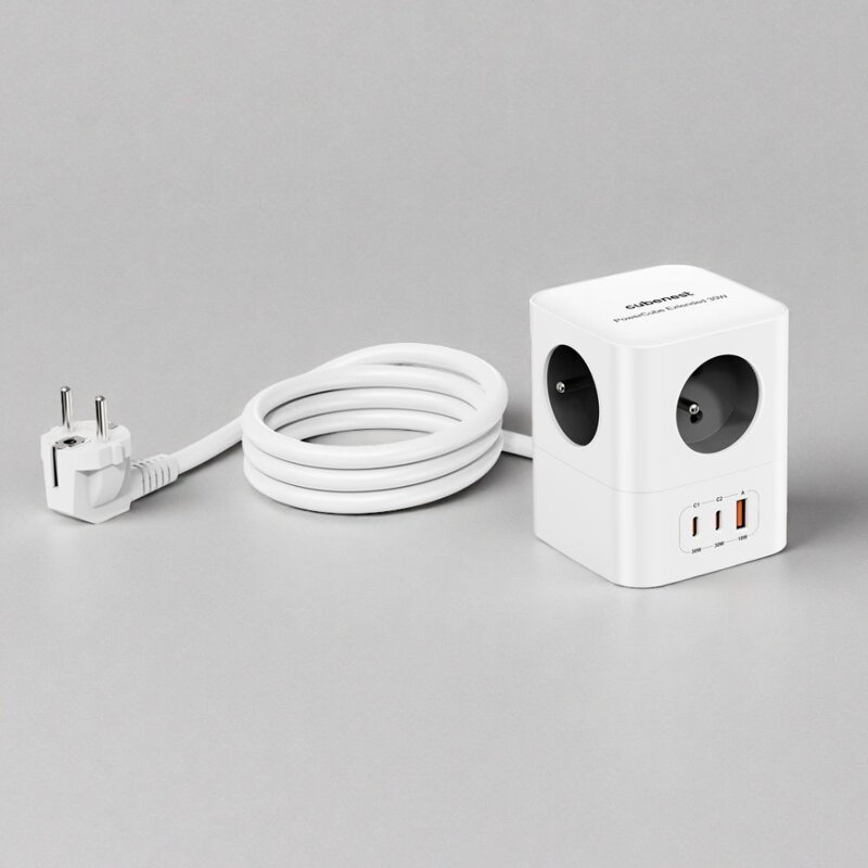Cubenest PowerCube Extended USB A+C PD 20 W 1,5 m Type E grey