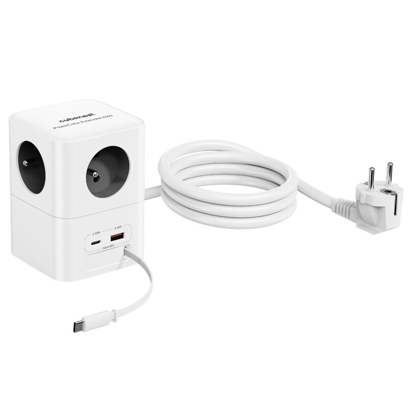 Cubenest PowerCube Extended USB A+C PD 20 W 1,5 m Type E grey