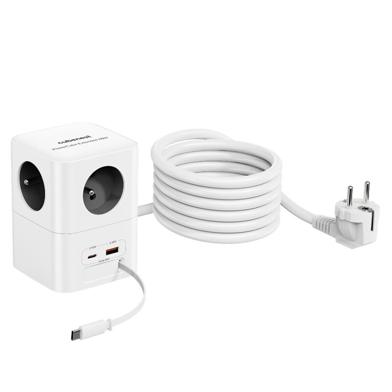 Cubenest PowerCube Extended USB A+C PD 20 W 1,5 m Type E grey