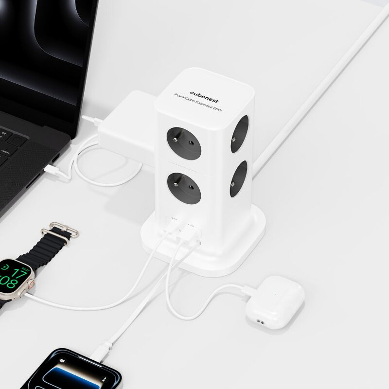 Cubenest PowerCube Extended USB A+C PD 20 W 1,5 m Type E grey