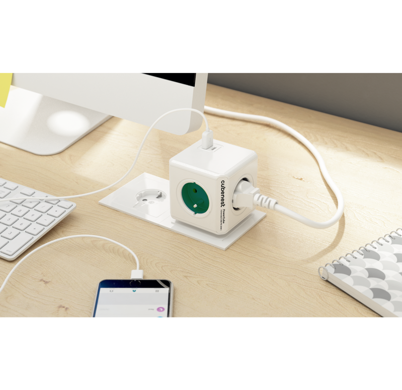 Cubenest PowerCube Original USB A+C PD 20 W Type E green
