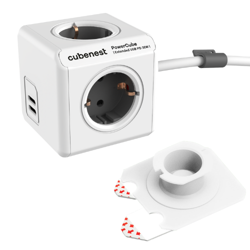 Cubenest PowerCube Extended USB C+C PD 35 W 1,5 m Type F grey